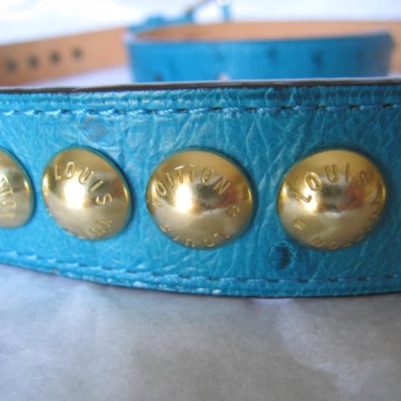 Extremely Rare Blue Stud Limited Edition Exotic Ostrich Skin Leather Belt Jeans - Picture 8 of 13